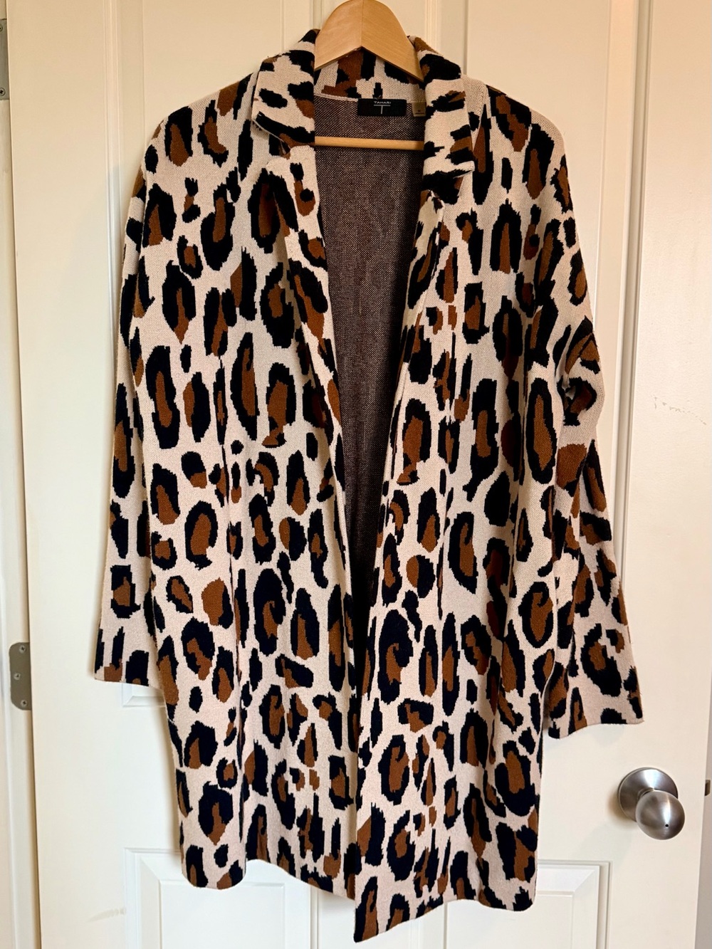 Leopard Print Open-Front Sweater Coat